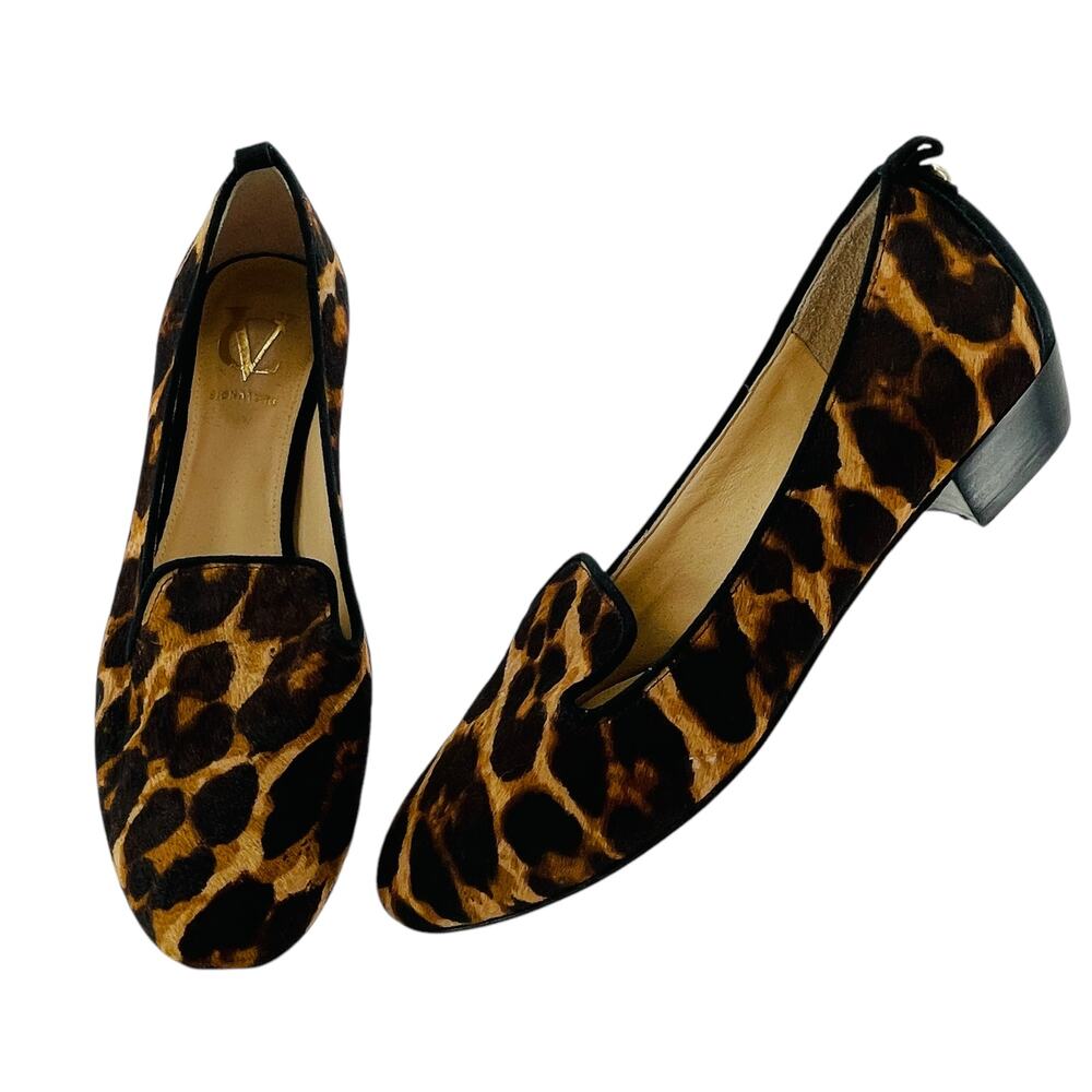 Vince Camuto Signature Calf Hair Brown Leopard Print Slip On Loafer Shoes 6.5
